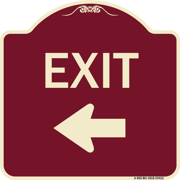 Parking Lot Exit Left Arrow Heavy-Gauge Aluminum Architectural Sign, 18" L, 18" H, BU-1818-23422